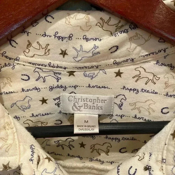 Y2K CHRISTOPHER & BANKS WESTERN HORSE BUTTON UP CARDIGAN LONG SLEEVE SIZE M - Picture 5 of 5